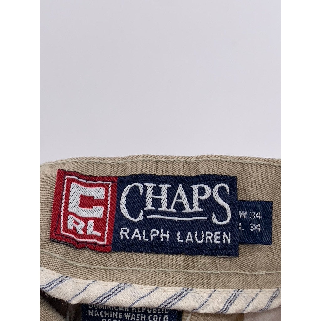 CHAPS RALPH LAUREN Men's Tan Pleated Regular Fit Cuffed Pants SZ 34