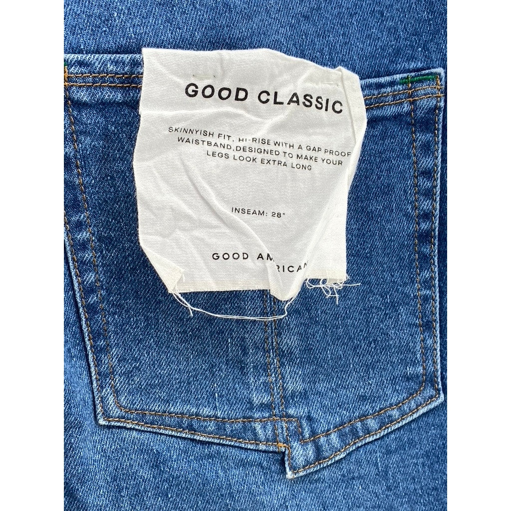 GOOD AMERICAN Women's Medium Blue Denim High-Rise Skinnyish-Leg Jean SZ 18