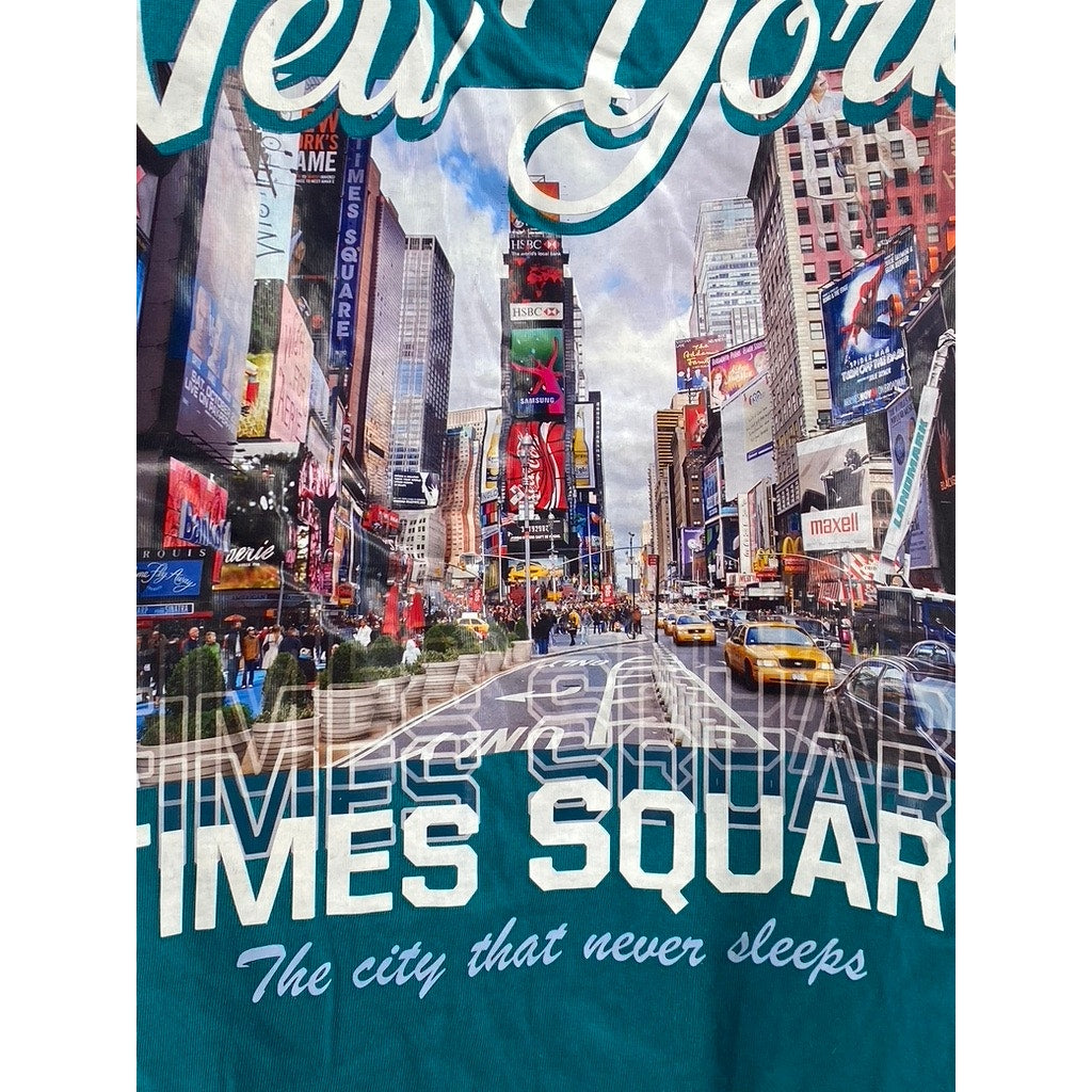 VERTICAL SPORTS Men's Blue New York Times Square Graphic Scoop-Neck Tank SZ M