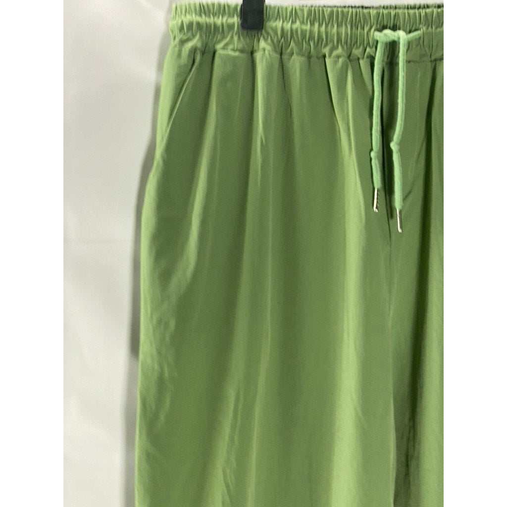 EORCPAEN MINO Women's Green Elastic-Drawstring Waist Straight-Leg Pants SZ 6XL