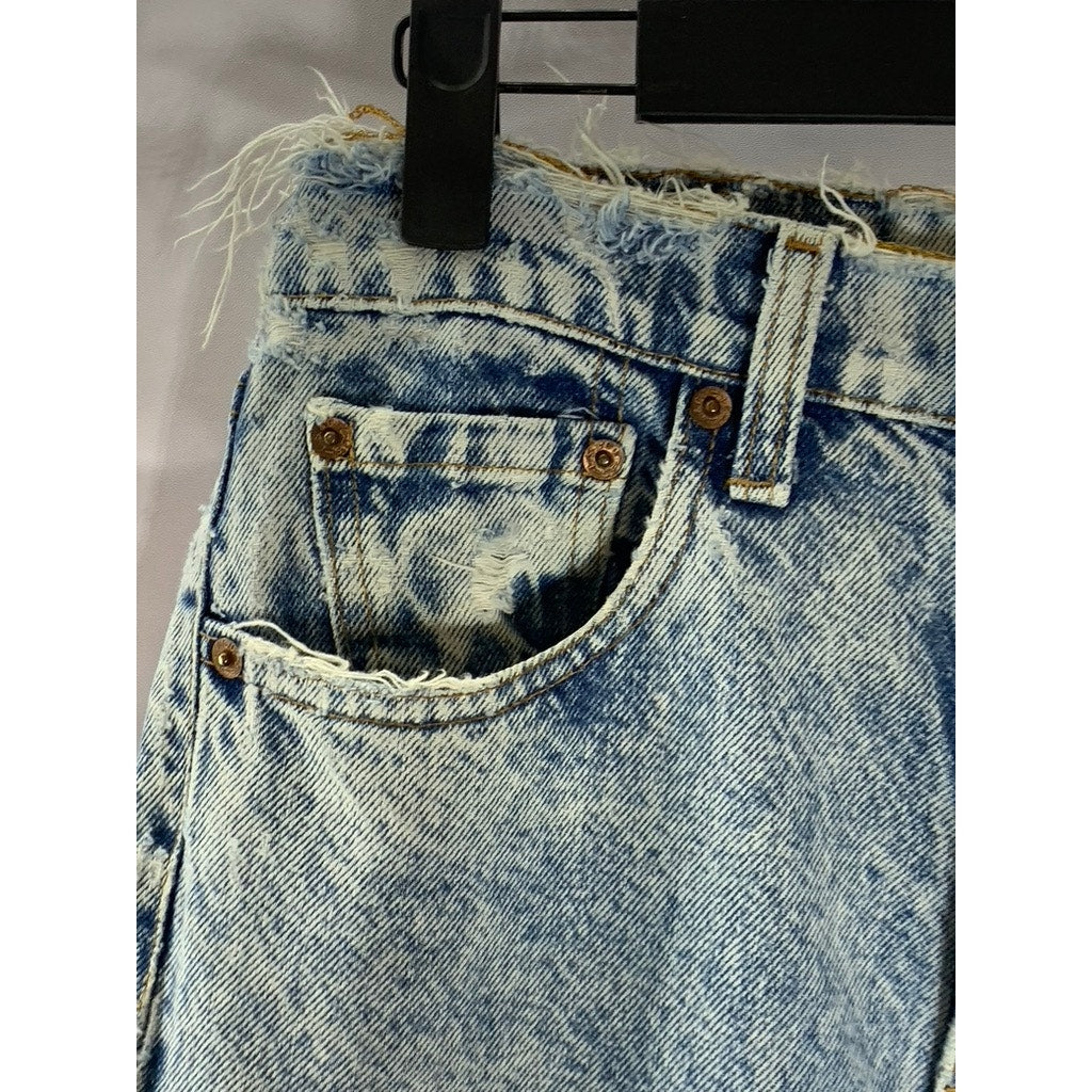 LEVI'S Men's Light Wash Distressed Denim Straight-Leg Five-Pocket Jean SZ 30X30