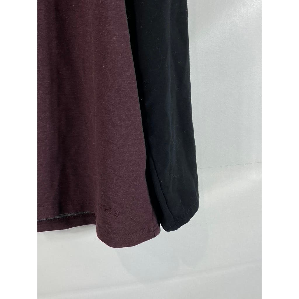 ORVIS Men's Burgundy/Black Crewneck Colorblock Raglan Long Sleeve T-Shirt SZ L