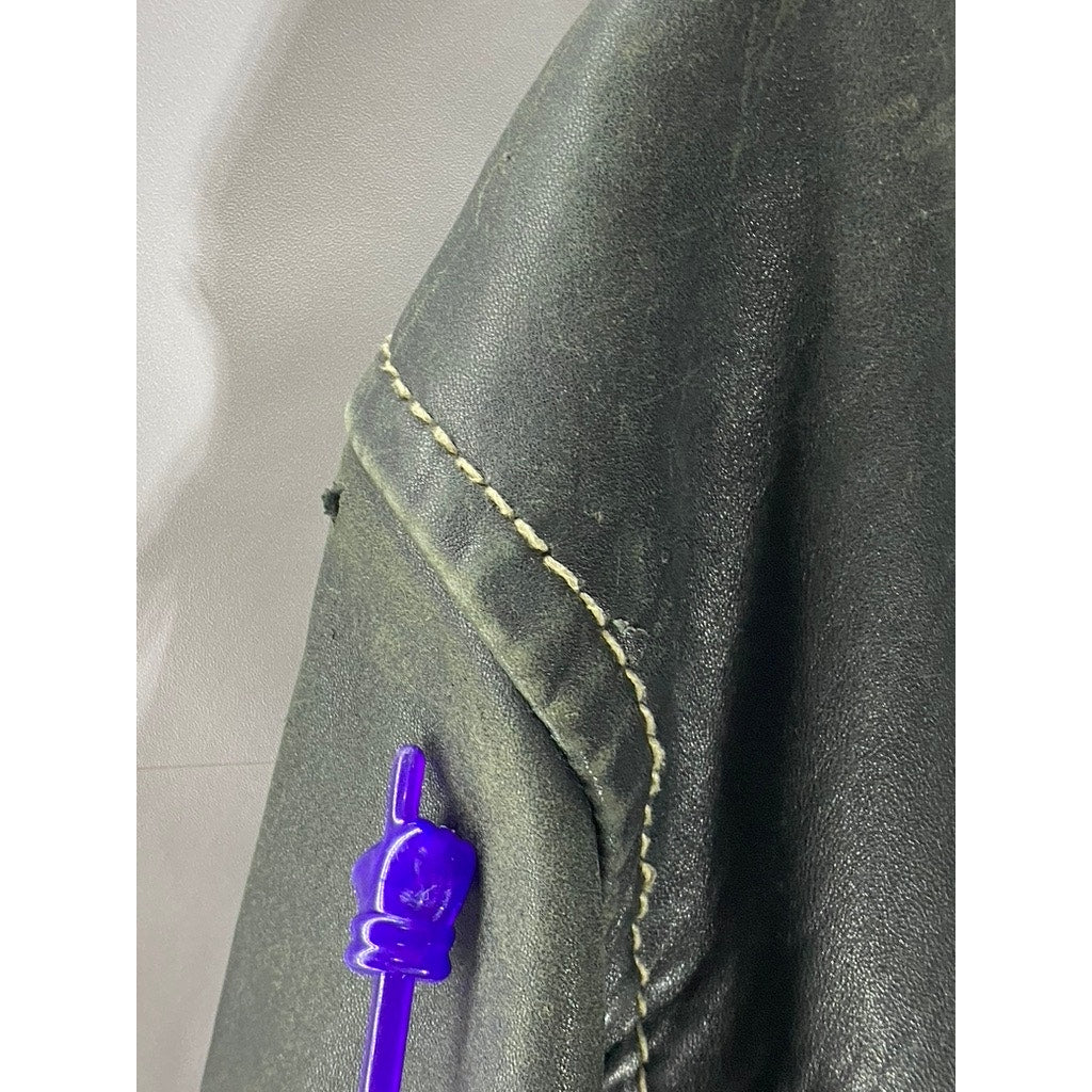 VINTAGE Men's Black Leather Zip-Up jacket SZ S