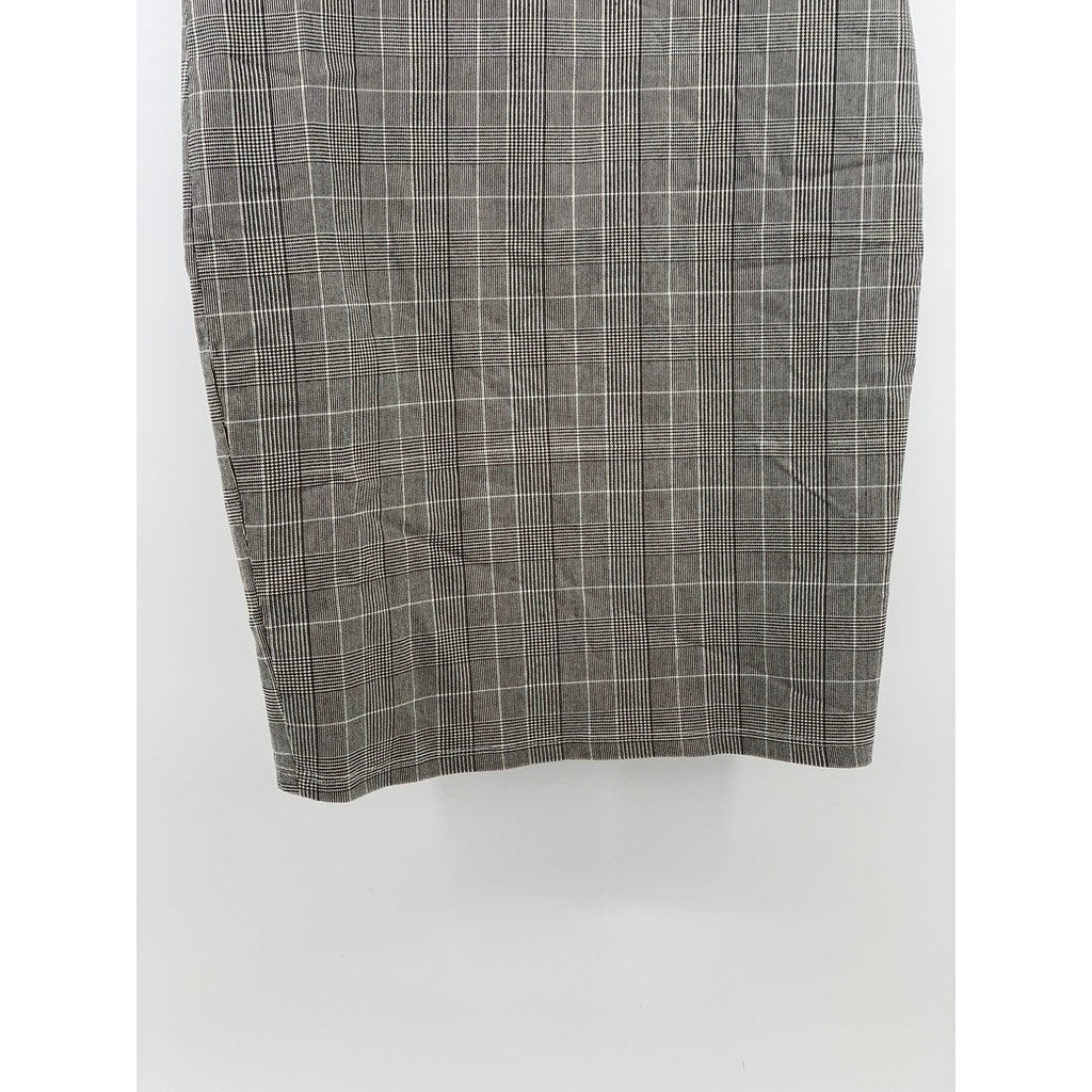 CRECE Women's Gray Plaid Straight Knee-Length Skirt SZ L