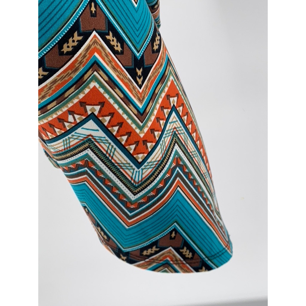 SUNNY LEIGH Women's Blue-Multi Chevron Prnt Scoop-Neck Tank Maxi Dress SZ XL