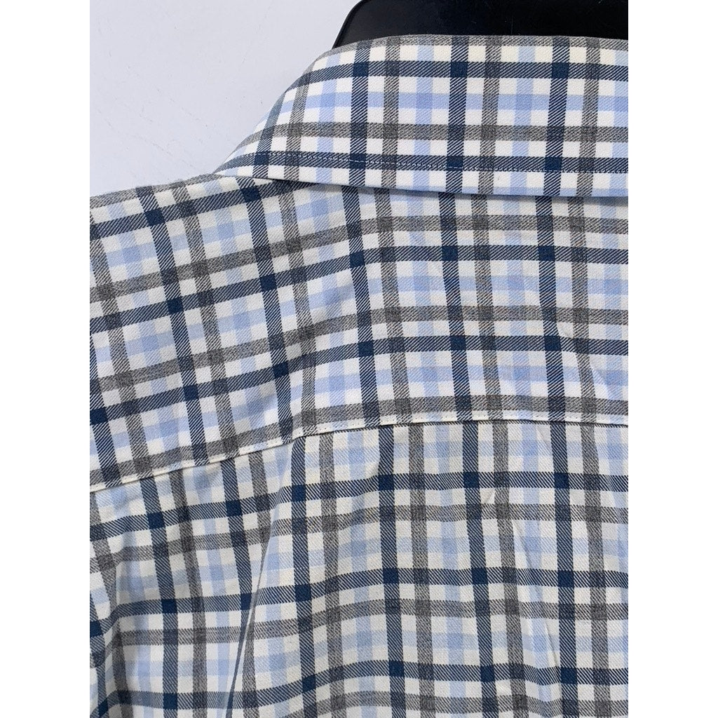 NORDSTROM RACK Men's Blue Plaid Button-Up Trim Fit Shirt SZ 16.5