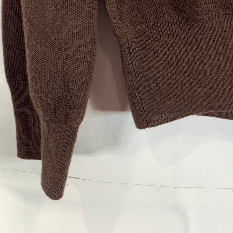 BROOKS BROTHERS Men's Brown Brookstech Merino Wool Half-Zip Pullover Sweater SZM