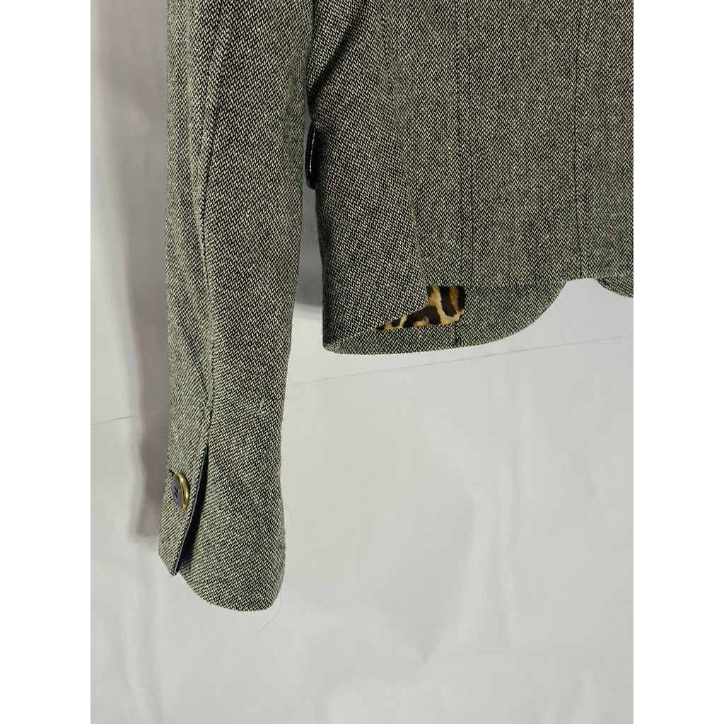 EXPRESS DESIGN STUDIO Women's Gray Textured One-Button Wool-Blend Blazer SZ 8