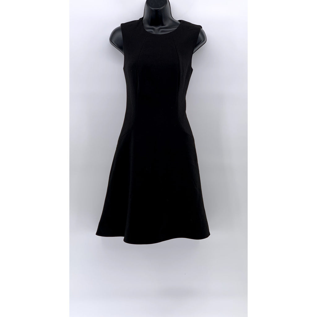 KATE SPADE Women's Black Solid Crewneck Sleeveless Fit & Flare Mini Dress SZ 2