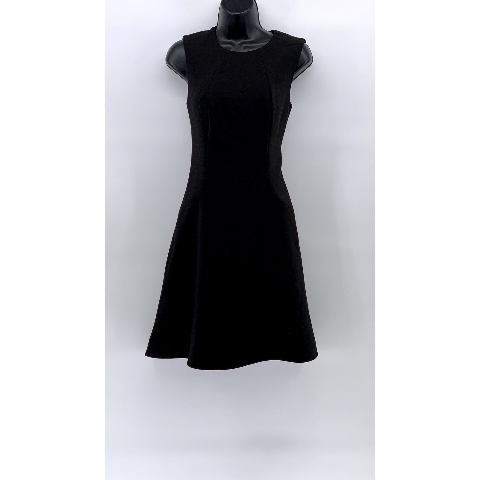 KATE SPADE Women's Black Solid Crewneck Sleeveless Fit & Flare Mini Dress SZ 2