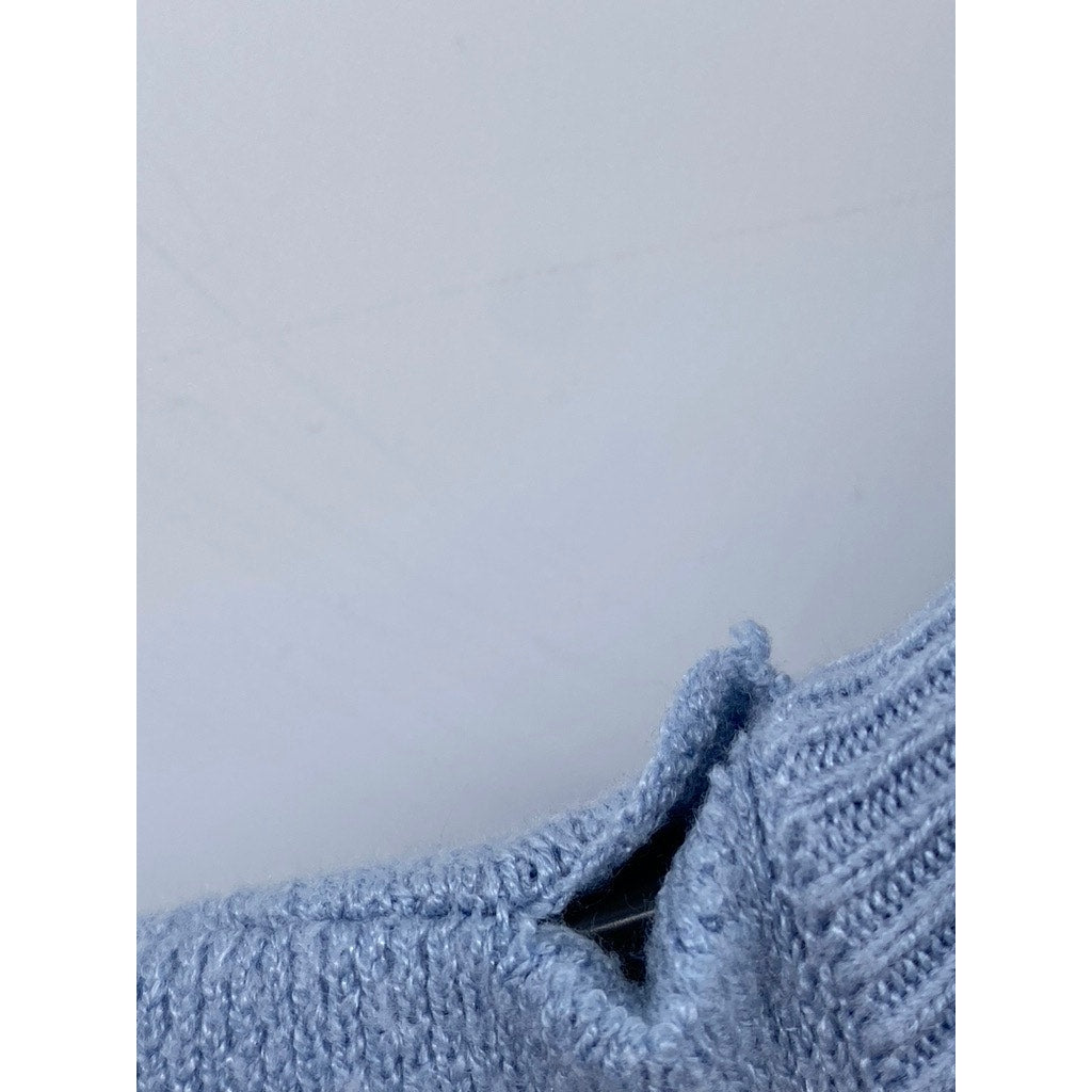 INDUSTRY Women's Vintage Blue Knit Mock-Neck Long Puff Sleeve Sweater SZ M