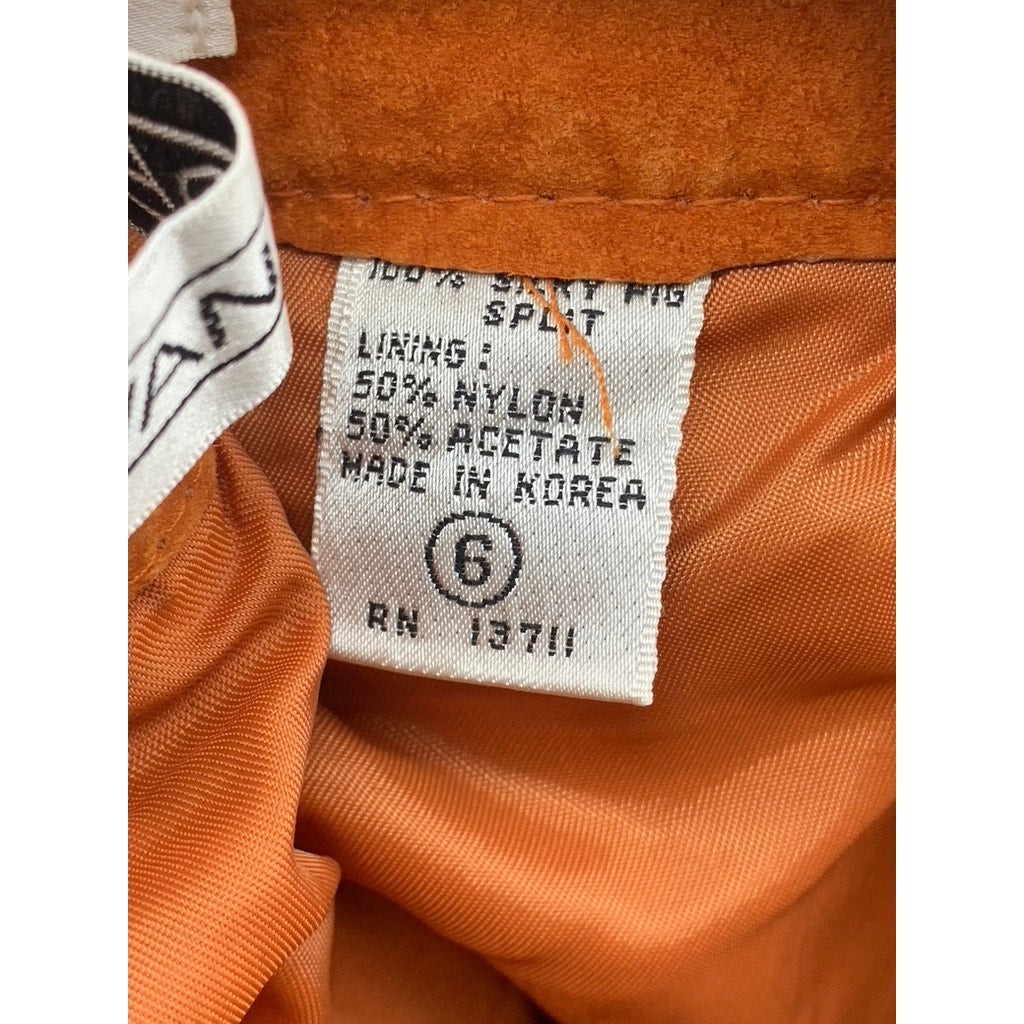 EVAN DAVIES Women’s Vintage Orange Leather High-Rise Straight Leg Pant SZ L
