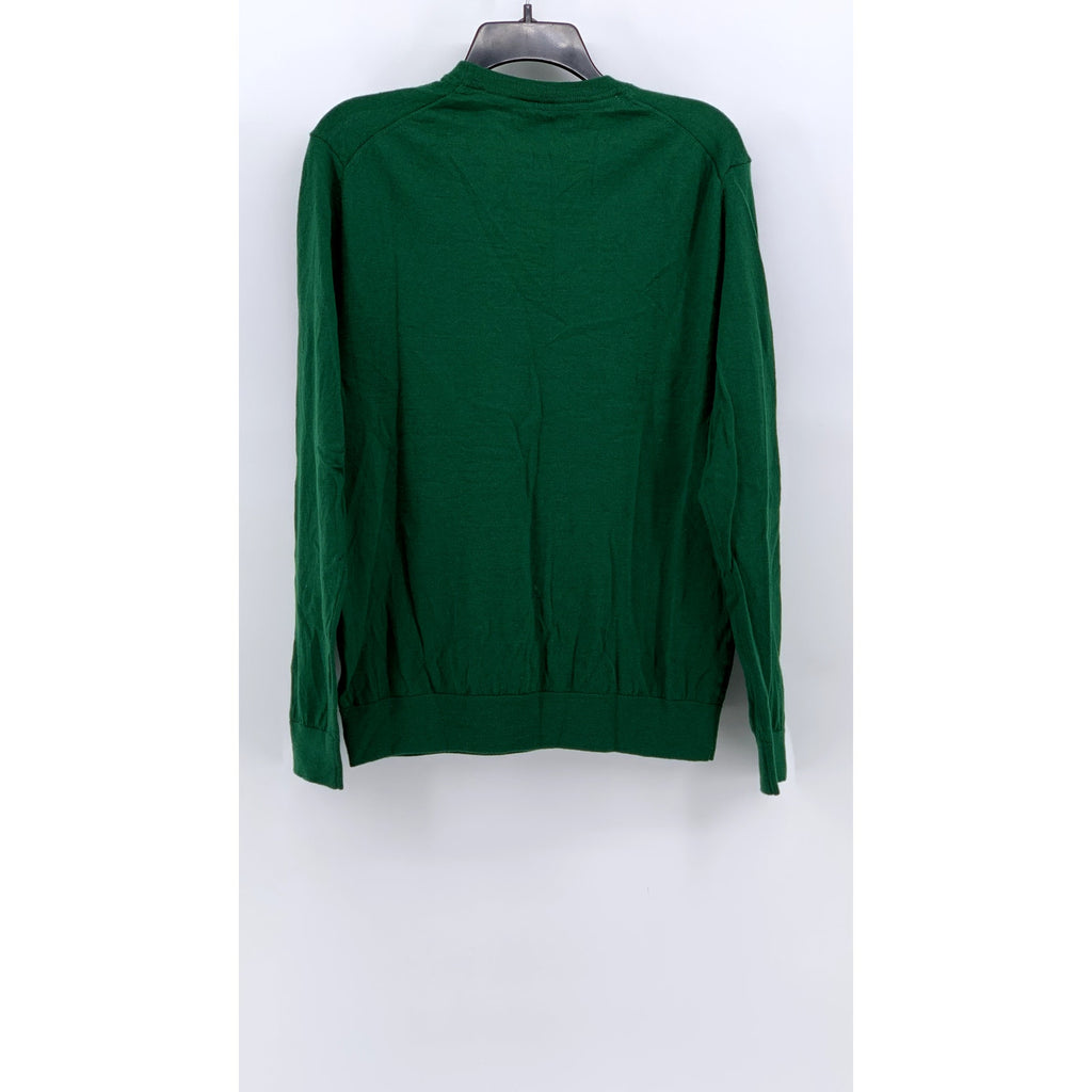 LELLO Men's Dark Green Knit Crewneck Wool Sweater SZ L