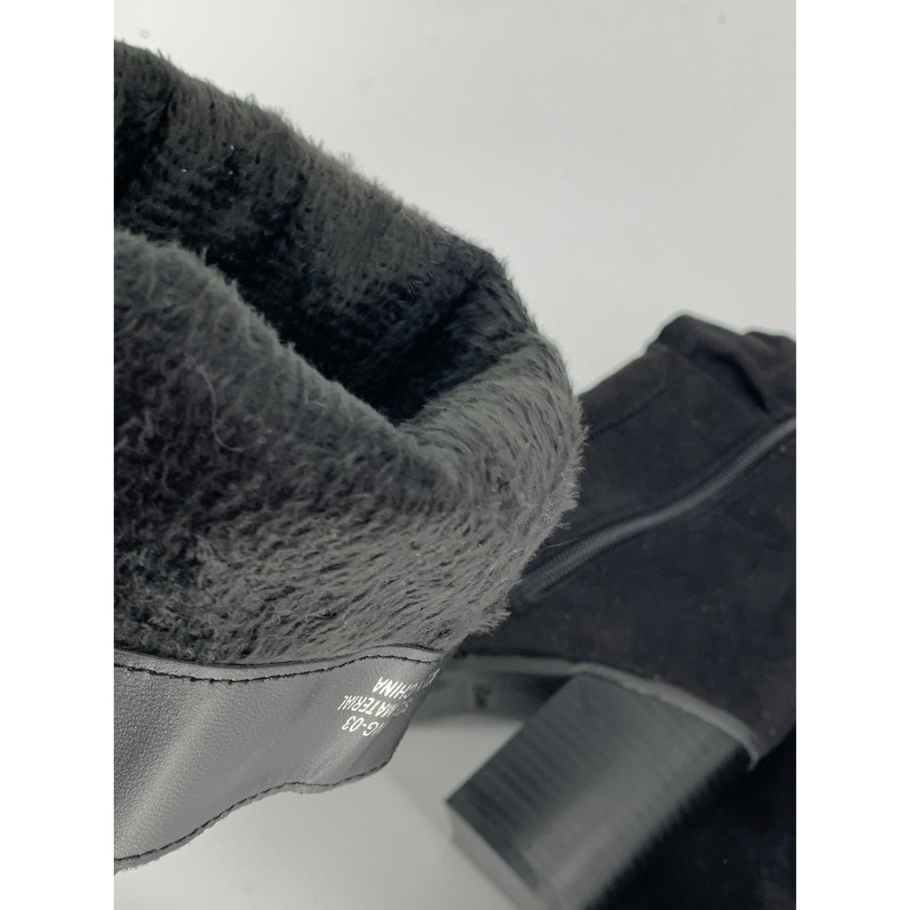 ROUGE HELIUM Women's Black Faux-Suede Sounding Round-Toe Knee-High Boots SZ 7