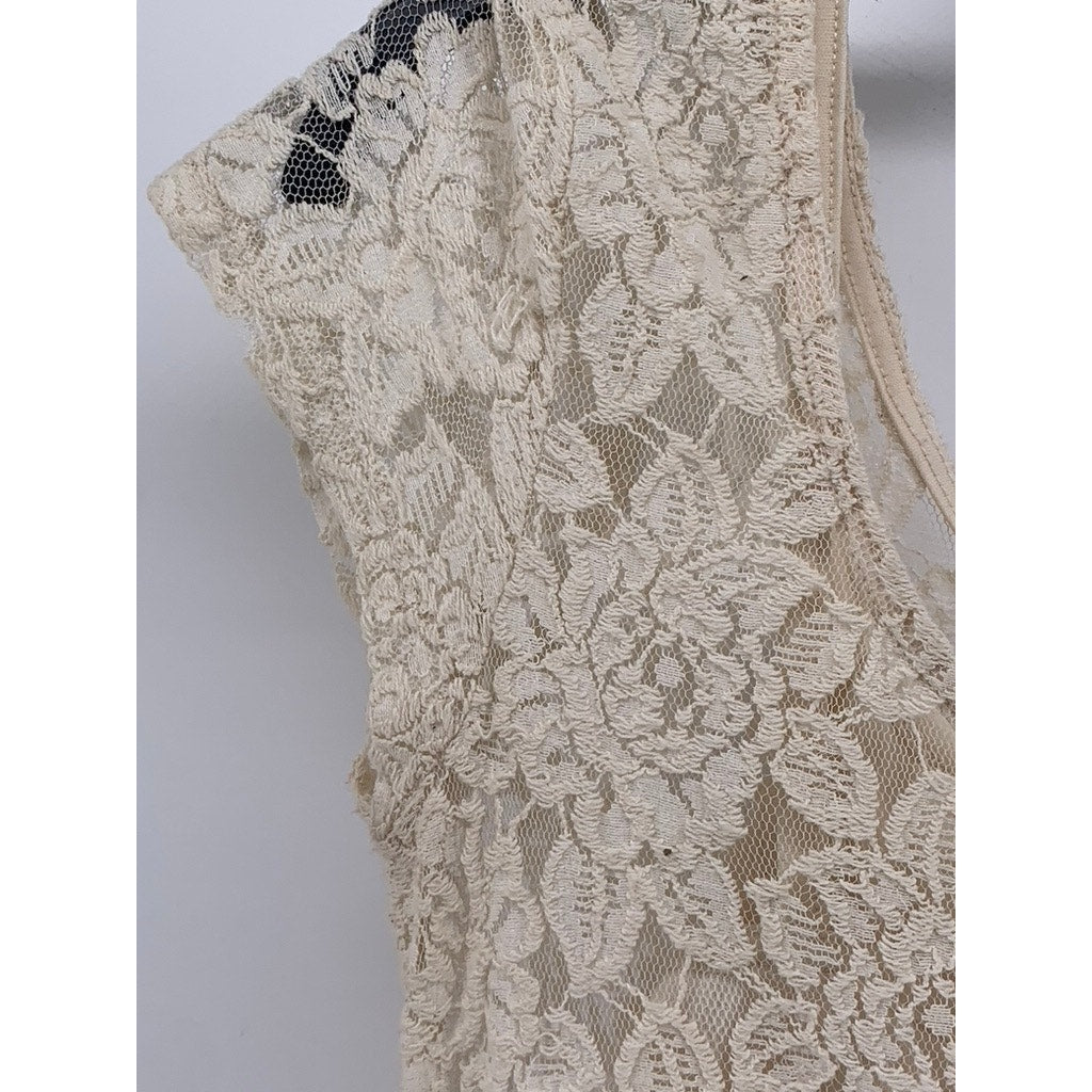 SPEECHLESS Girls' Beige Floral Lace Scoop-Neck Knee Length Dress SZ L
