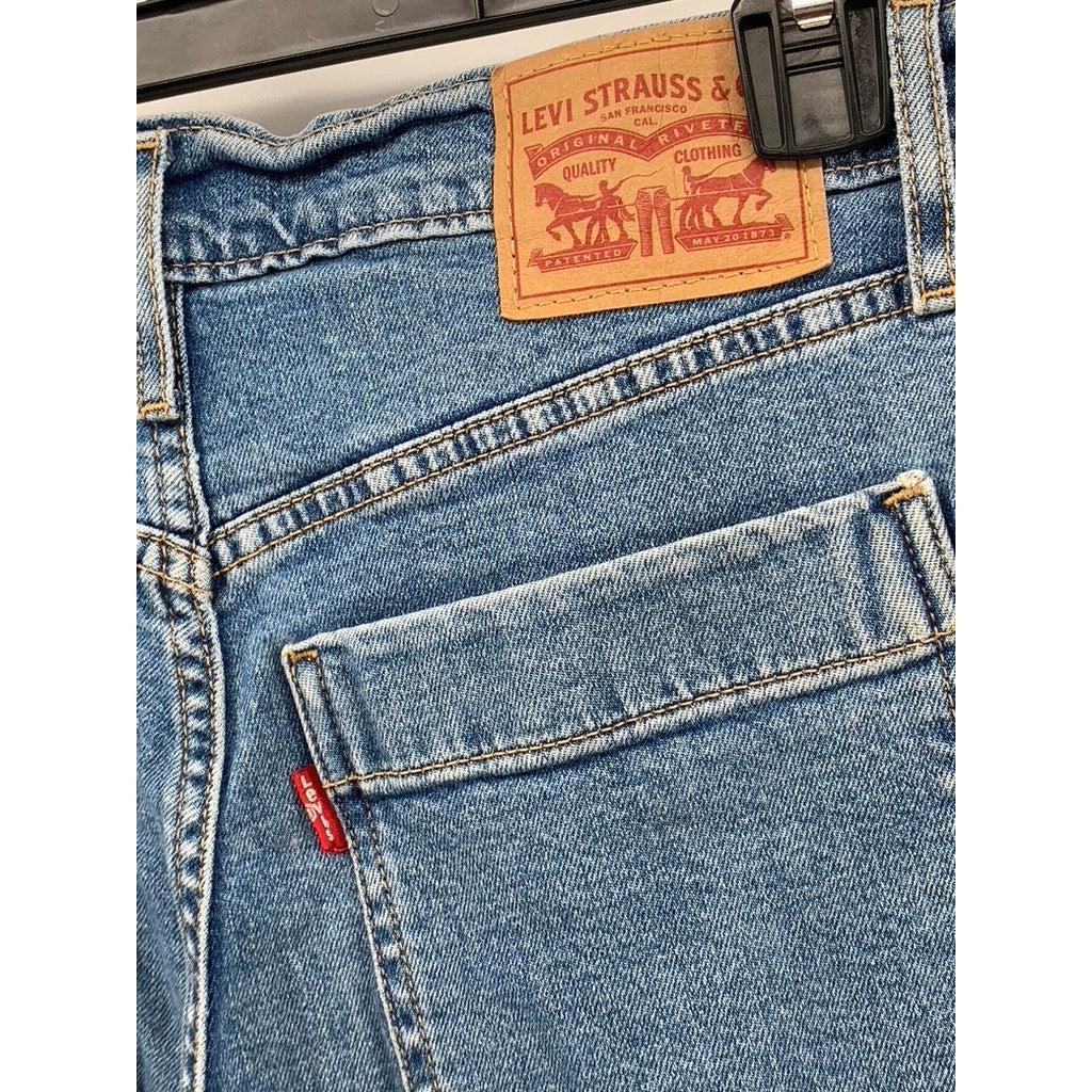 LEVI'S Women's Blue Denim Mile High Wide-Leg Button-Fly Cropped Jeans SZ 28