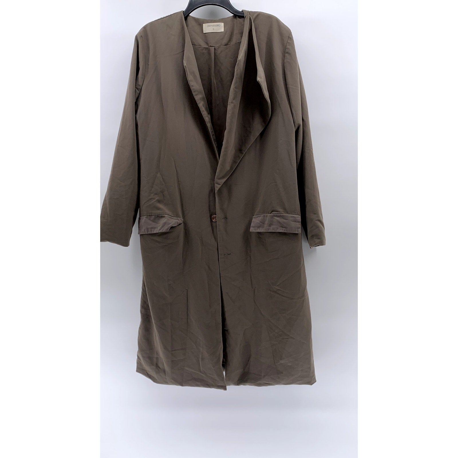 ORPHAN BIRD Women's Beige Cape Overlay Long Sleeve Button-Up Coat SZ S