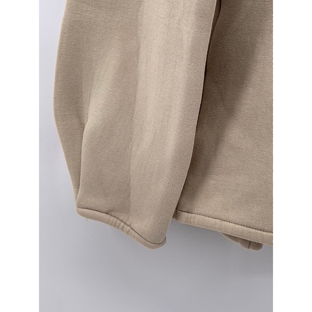 SISVEIL Women's Beige Crewneck Long Sleeve Ruffle Pleated Sweater Top SZ S