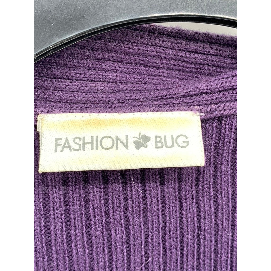 FASHION BUG Women's Purple Ribbed Open-Front Cardigan SZ OS