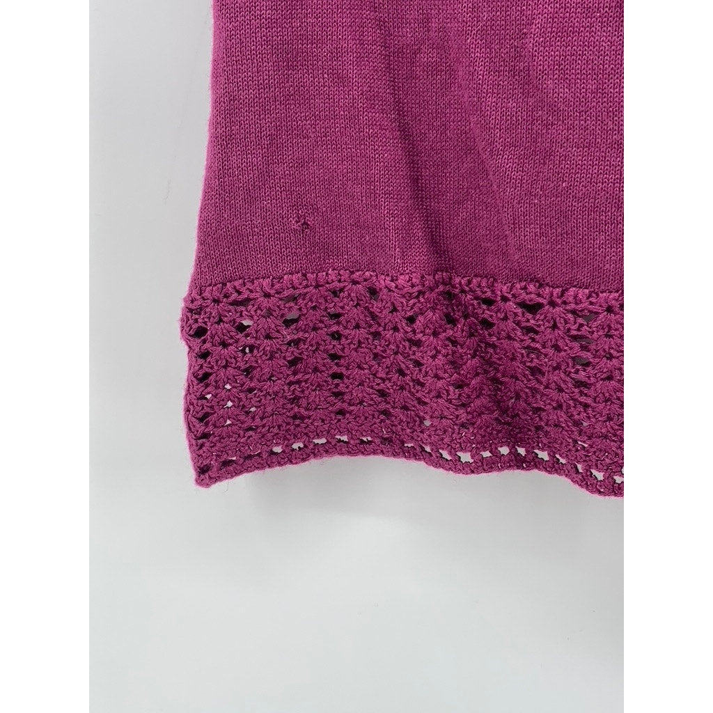 BANDOLINO Women's Maroon Eyelet Surplice Sleeveless Faux-Wrap Top SZ S