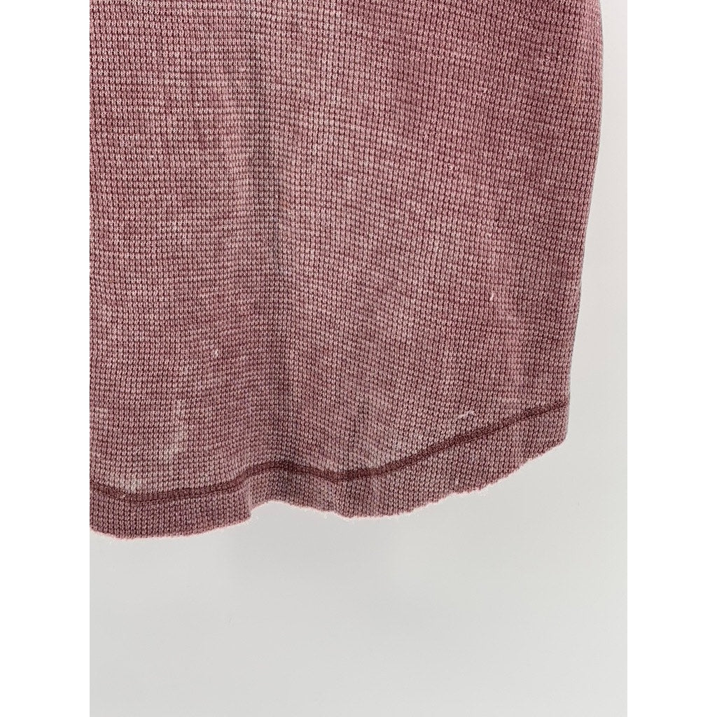 AMERICAN EAGLE Women's Mauve Distressed Waffle-Knit Henley Tank Top SZ XS
