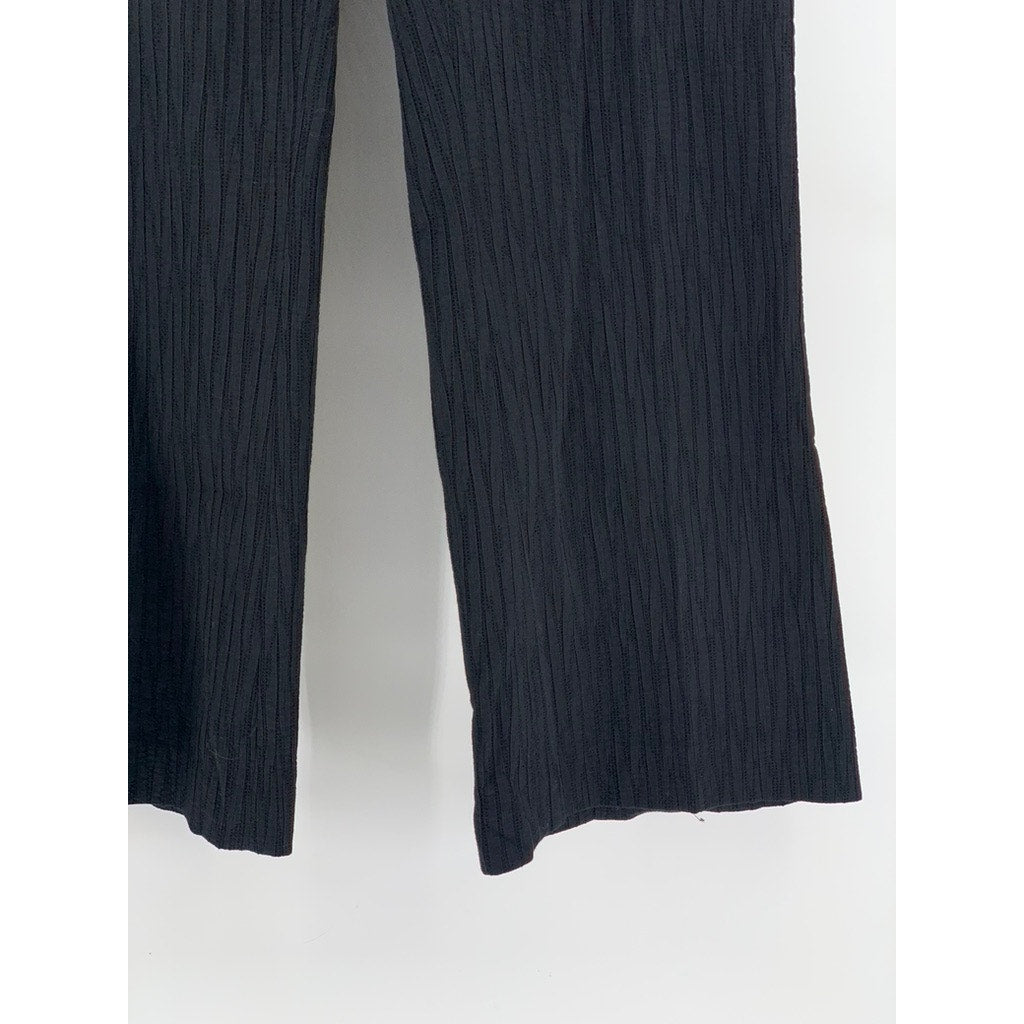 FOLIO NEW YORK Women's Black Textured Wide-Leg Pants SZ 12