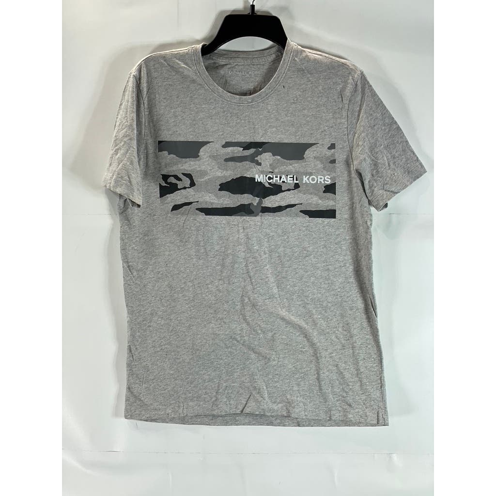 MICHAEL KORS Men's Gray Camo Graphic Crewneck Short Sleeve T-Shirt SZ S