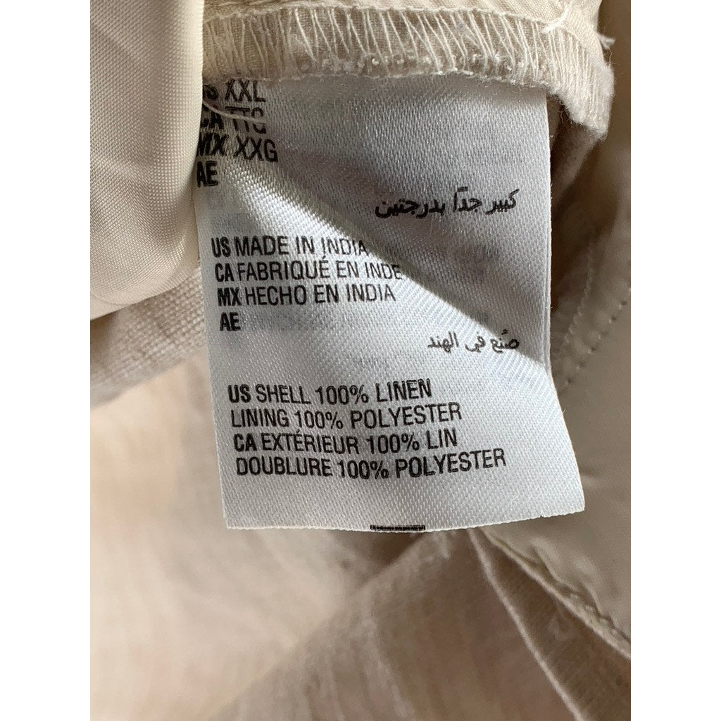 CLUB ROOM Men's Beige Linen Two Button Blazer SZ 2XL