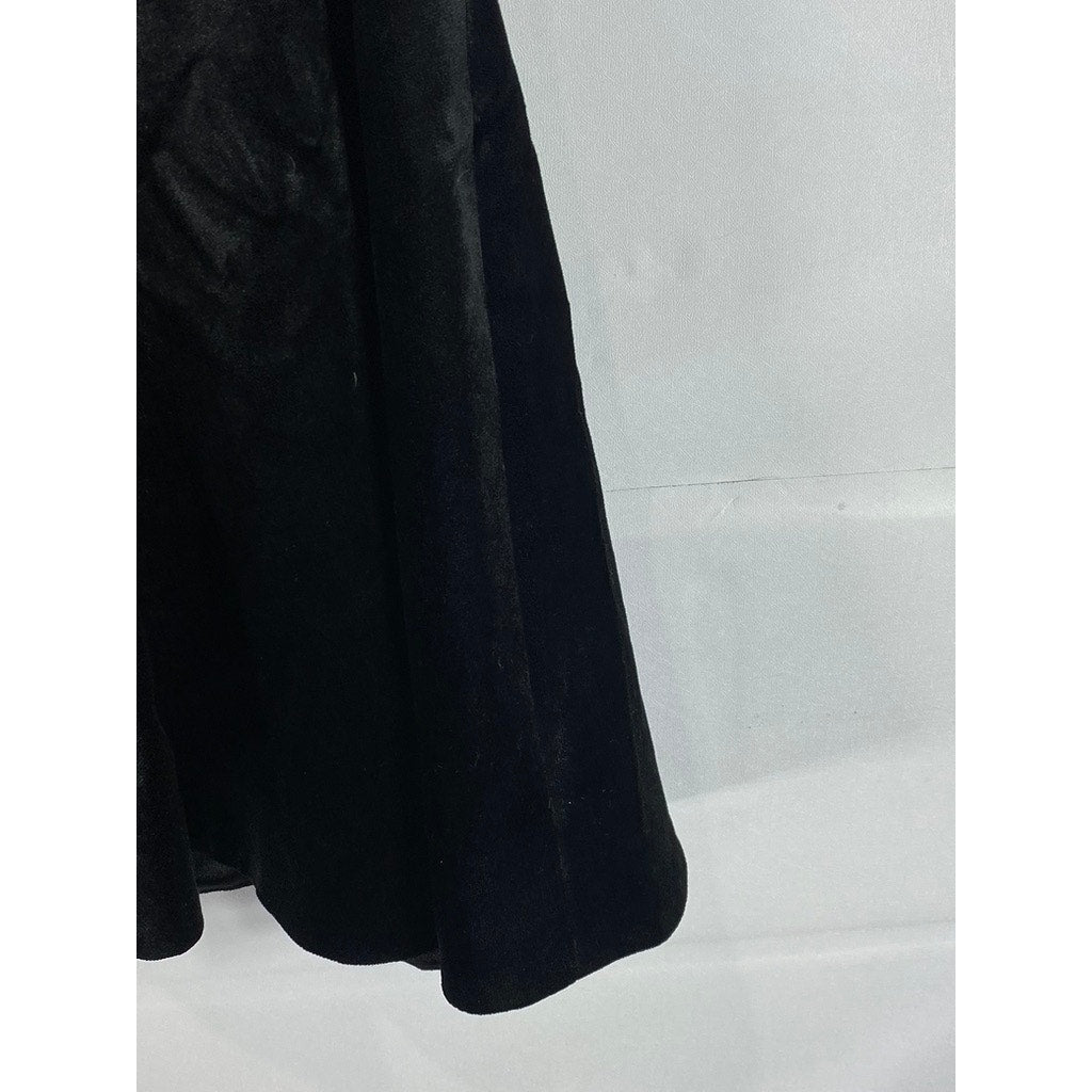 TED BAKER LONDON Women's Black Velvet Celeena Queen Bee Ruffle Dress SZ 0 (US2)