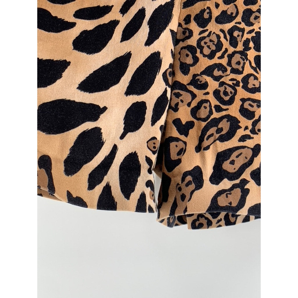 UNBRANDED Women's Tan-Black Animal Print Layered Skort SZ S