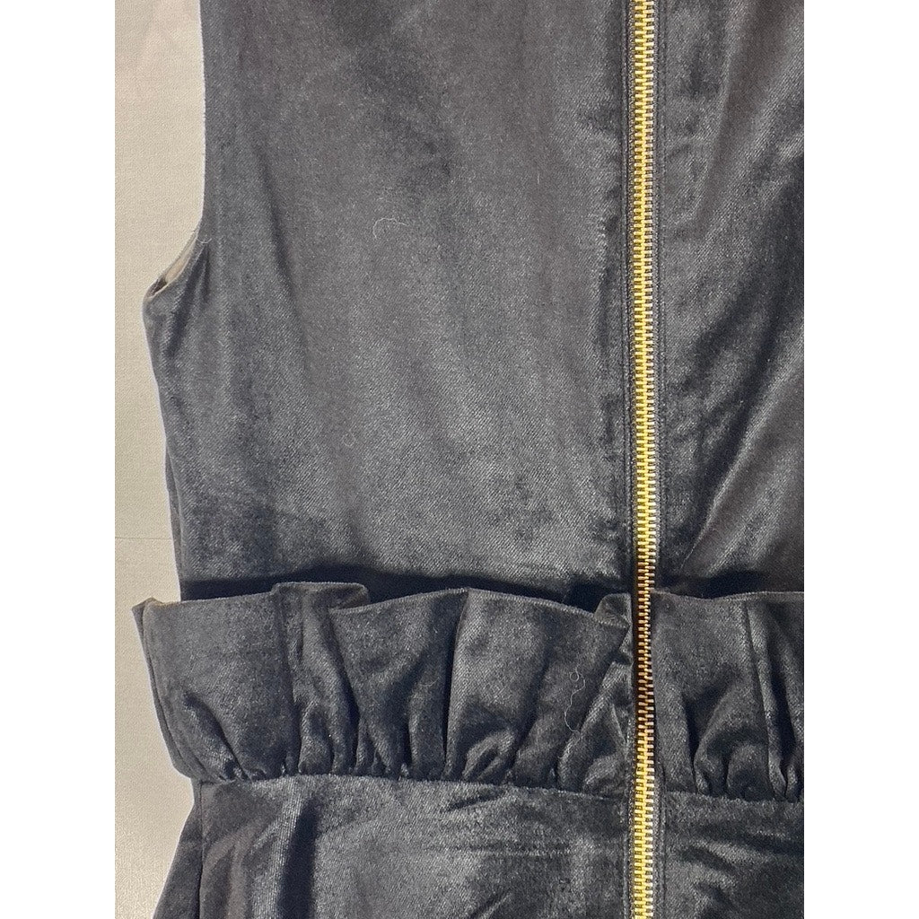 TED BAKER LONDON Women's Black Velvet Celeena Queen Bee Ruffle Dress SZ 0 (US2)