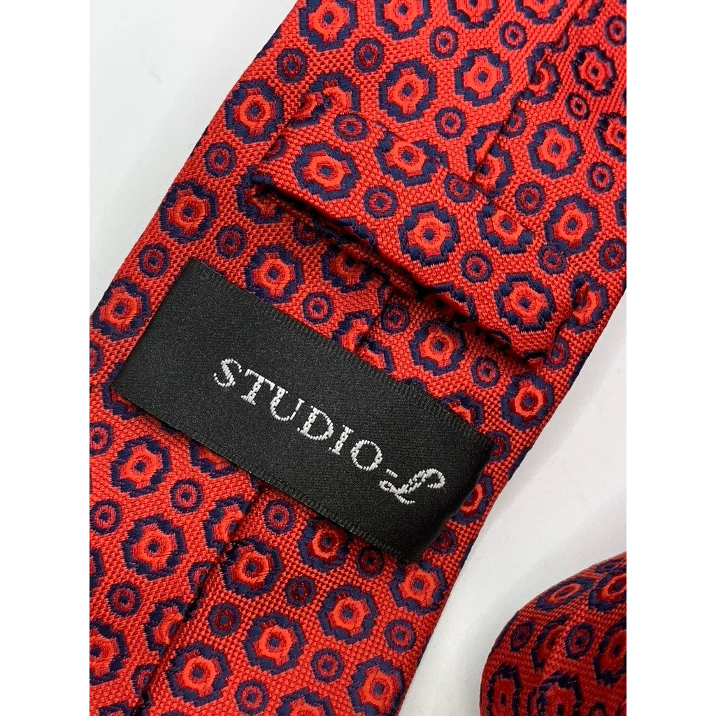 STUDIO-L Men's Red Printed Microfabric Tie SZ OS