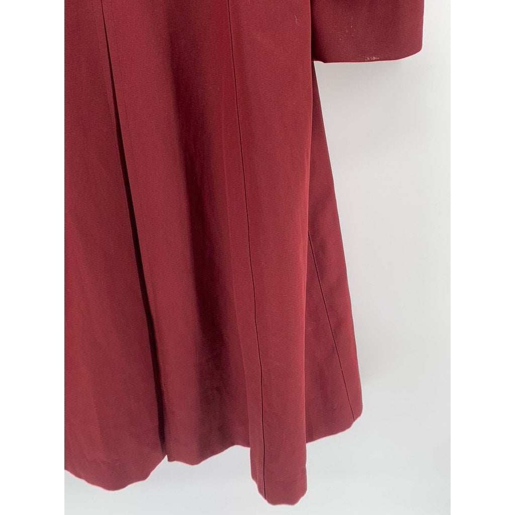 ILGWU Women's Vintage Burgundy Button-Up Notch Collar Wool-Blend Coat SZ L