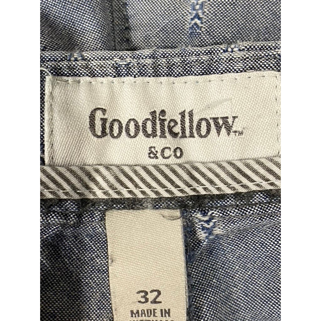 GOODFELLOW & CO Men's Blue Printed Slim-Fit Flat Front Linden Chino Shorts SZ 32