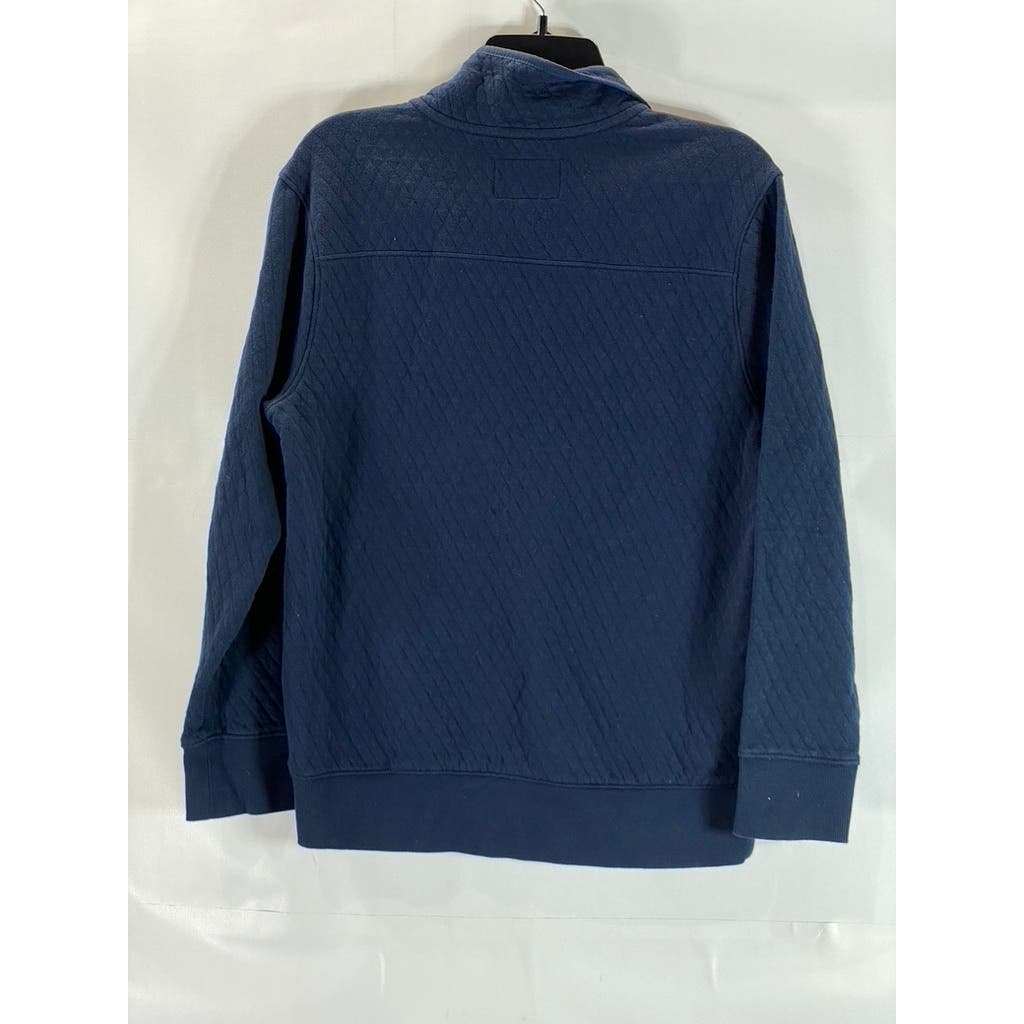 GOODFELLOW & CO Men's Navy Quilted Snap-Button Stand Collar Pullover Sweater SZS