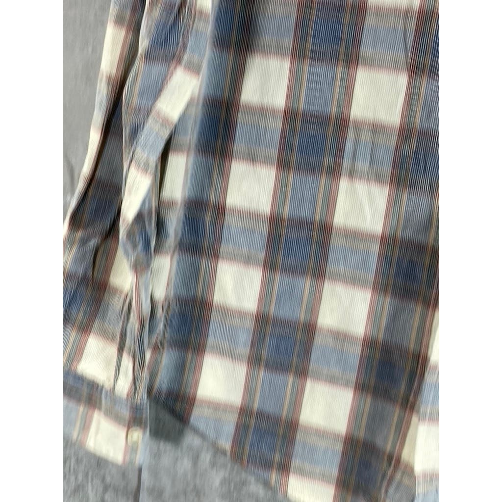 BEN SHERMAN Men's Gray Plaid Button-Up Long Sleeve Shirt SZ S