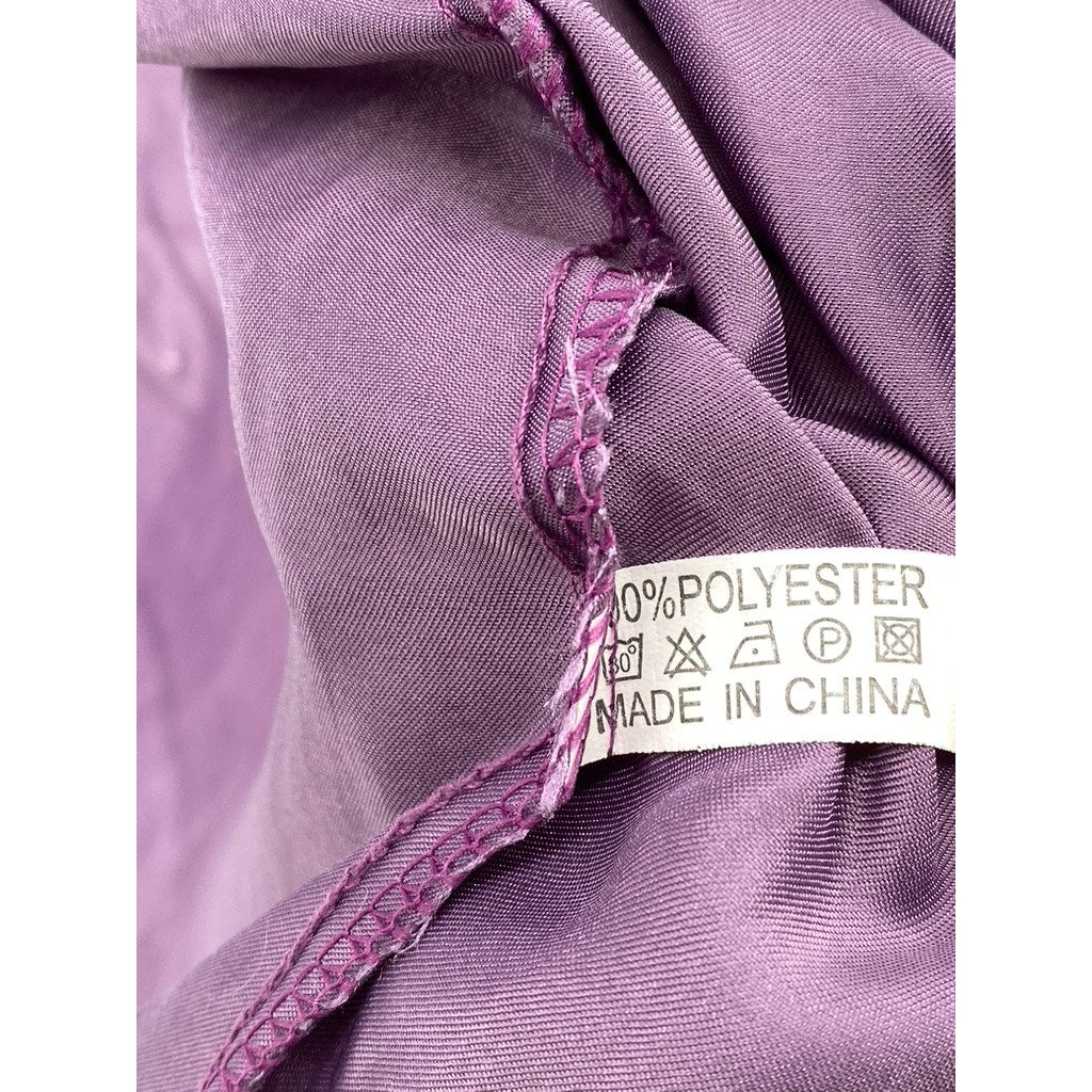 NINE'S Women's Purple Satin Open-Front Short Sleeve Robe SZ XXL