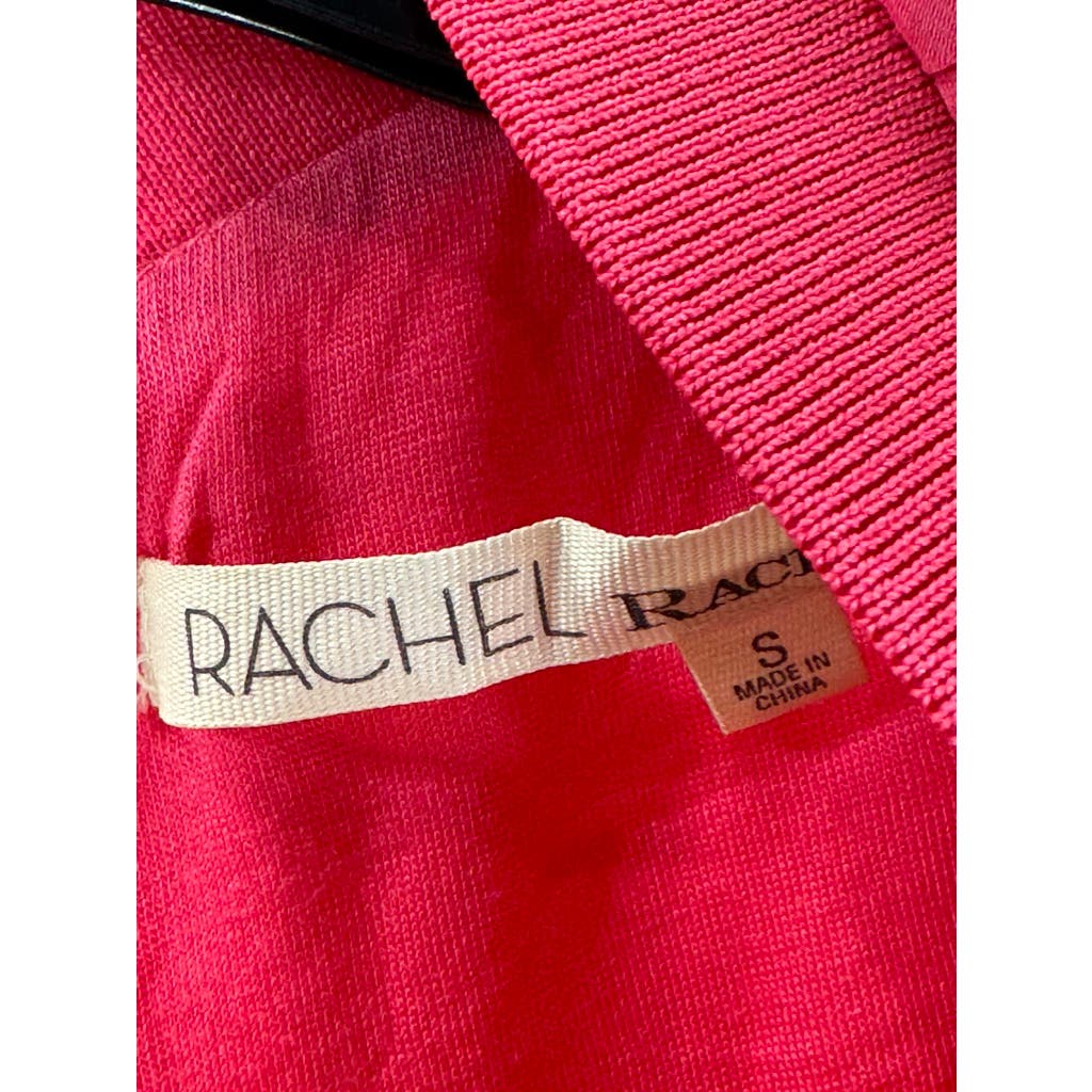 RACHEL RACHEL ROY Women's Bright Coral Mandarin Collar Asymmetrical Hem Top SZ S