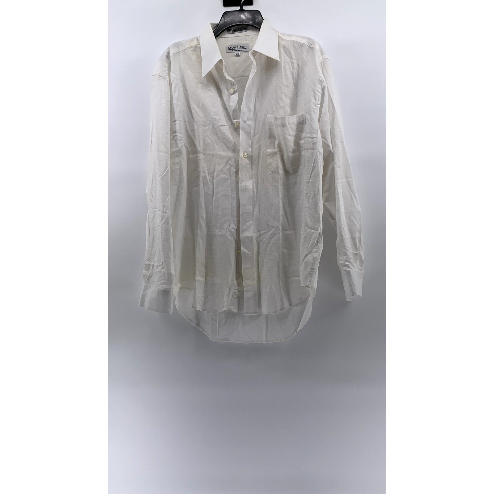 MONSIEUR BY GIVINCHY Men's Vintage White Regular-Fit Button-Up Shirt SZ 15.5