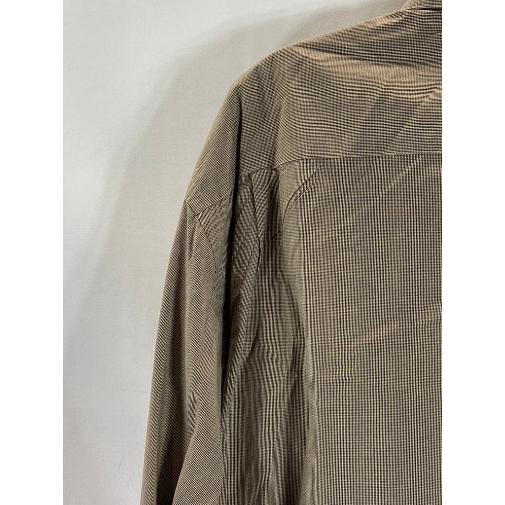 NORDSTROM Men's Brown Printed Relaxed Classic Button-Up Dress Shirt SZ 17.5/34