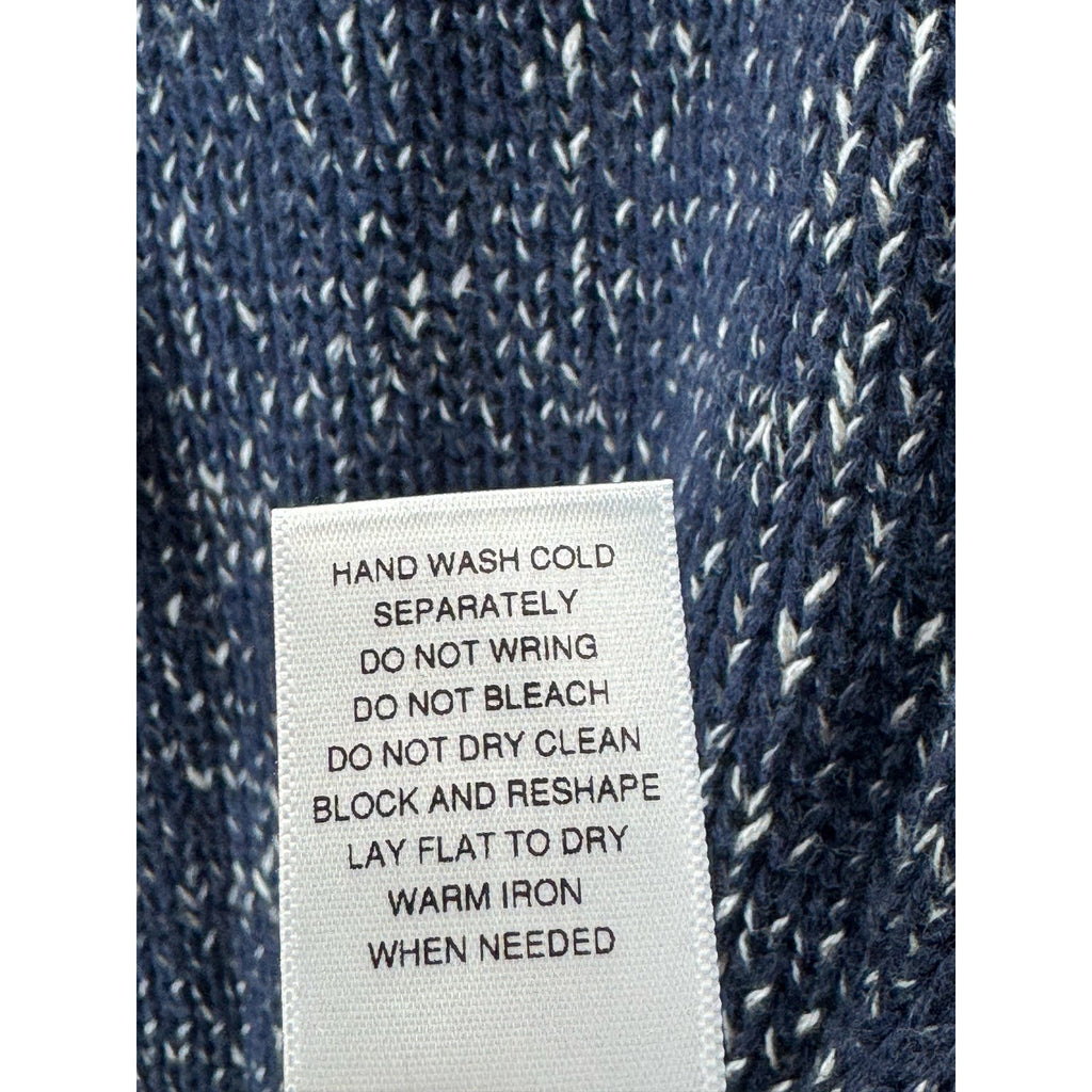 MICHAEL STARS Men's Navy/Gray Suede Yoke Crewneck Knit Pullover Sweater SZ L