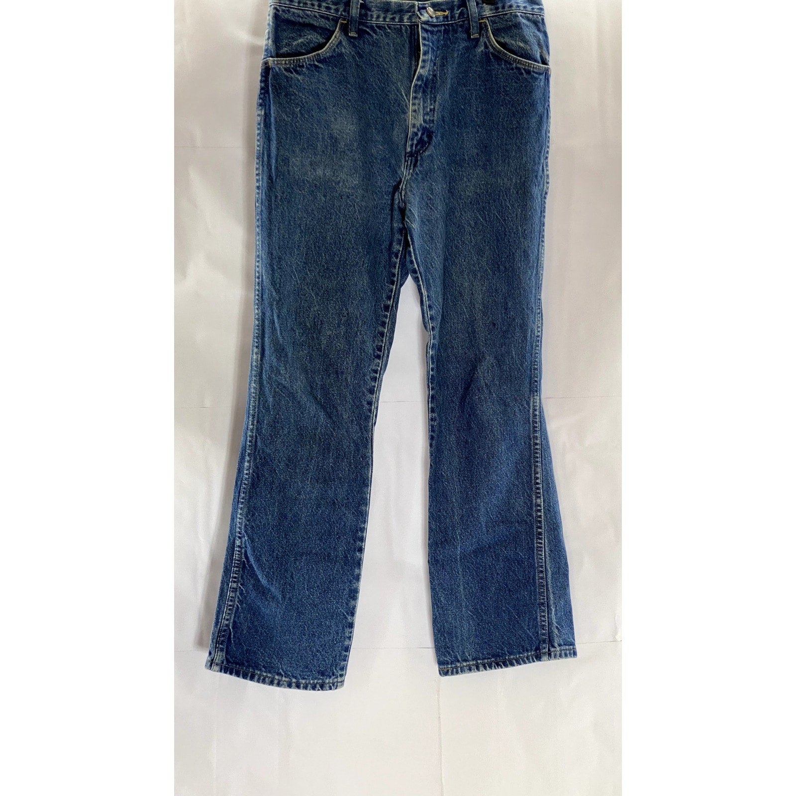 RUSTLER Men's Vintage Blue Denim Four-Pocket Bootcut Jeans SZ 31X32