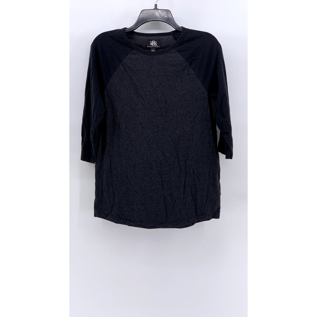 ROCK & REPUBLIC Men's Black Micro Stripe 3/4 Sleeve T-Shirt SZ S