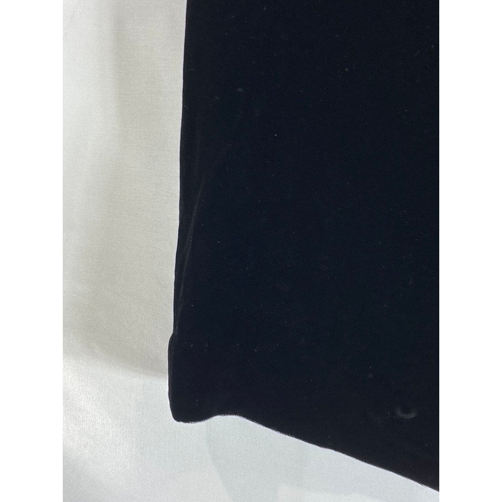 COS Women's Black Mulberry Silk-Mix Draped Roll-Neck Short Sleeve Velvet Top SZ4
