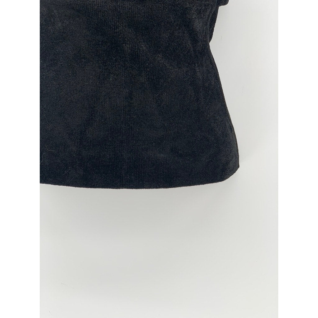 MARC JACOBS Women's Black Rib Knit Velour V-Neck Strapless Top SZ S