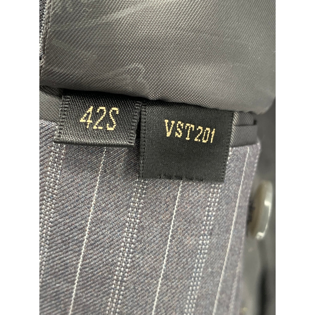 LE COLLEZIONI Men's Dark Gray Striped Three-Button Notch Collar Blazer SZ 42S