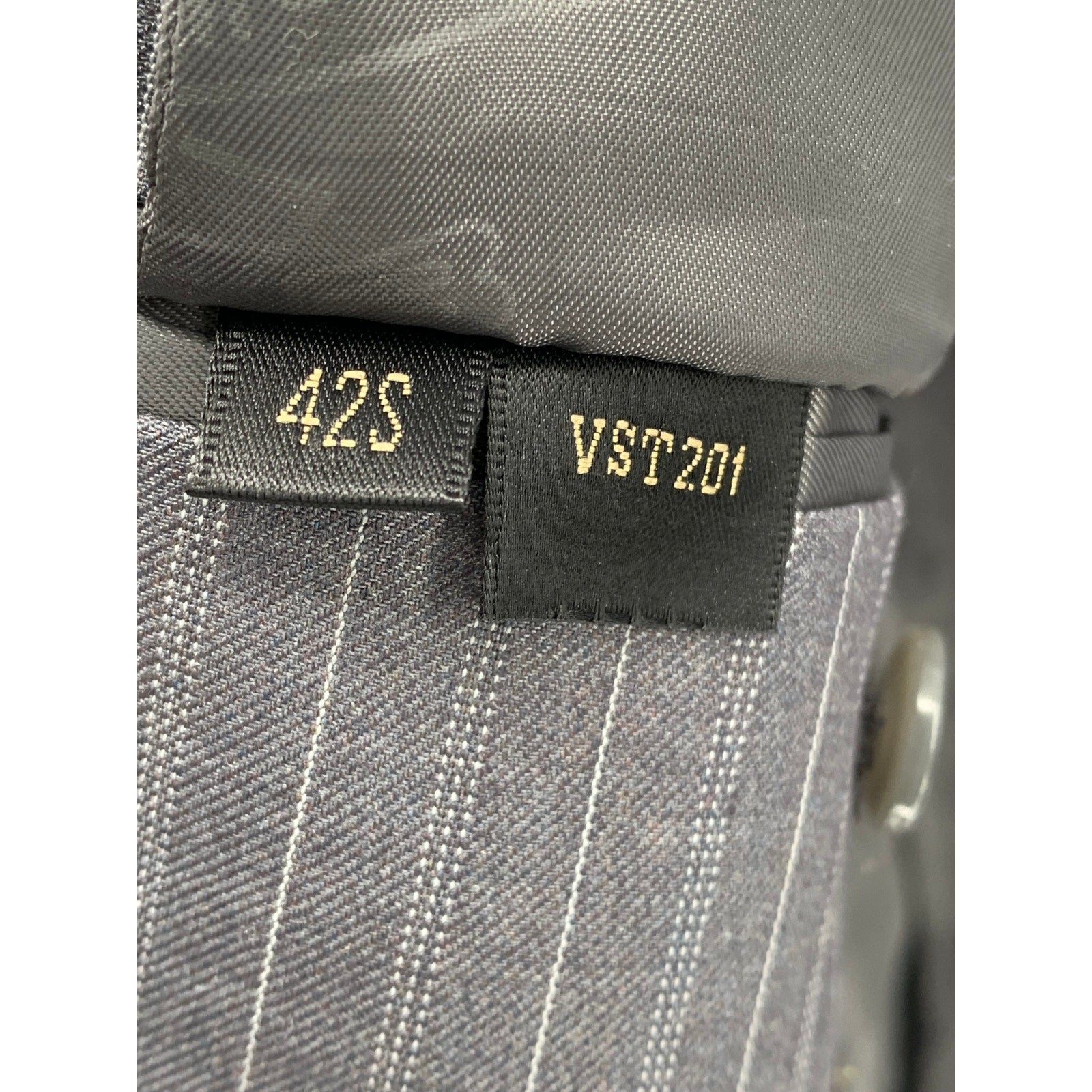 LE COLLEZIONI Men's Dark Gray Striped Three-Button Notch Collar Blazer SZ 42S