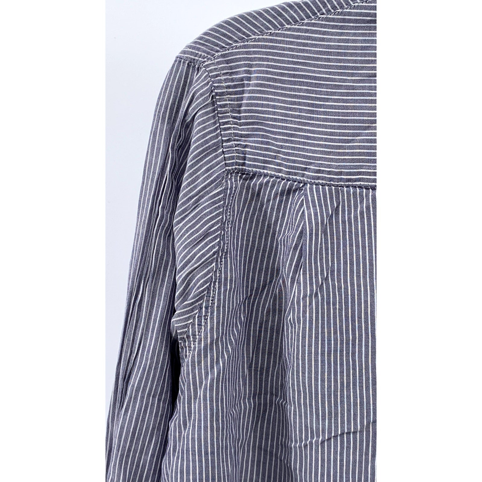 RAILS Women's Navy-White Striped Button-Up Round-Hem Long Sleeve Top SZ S