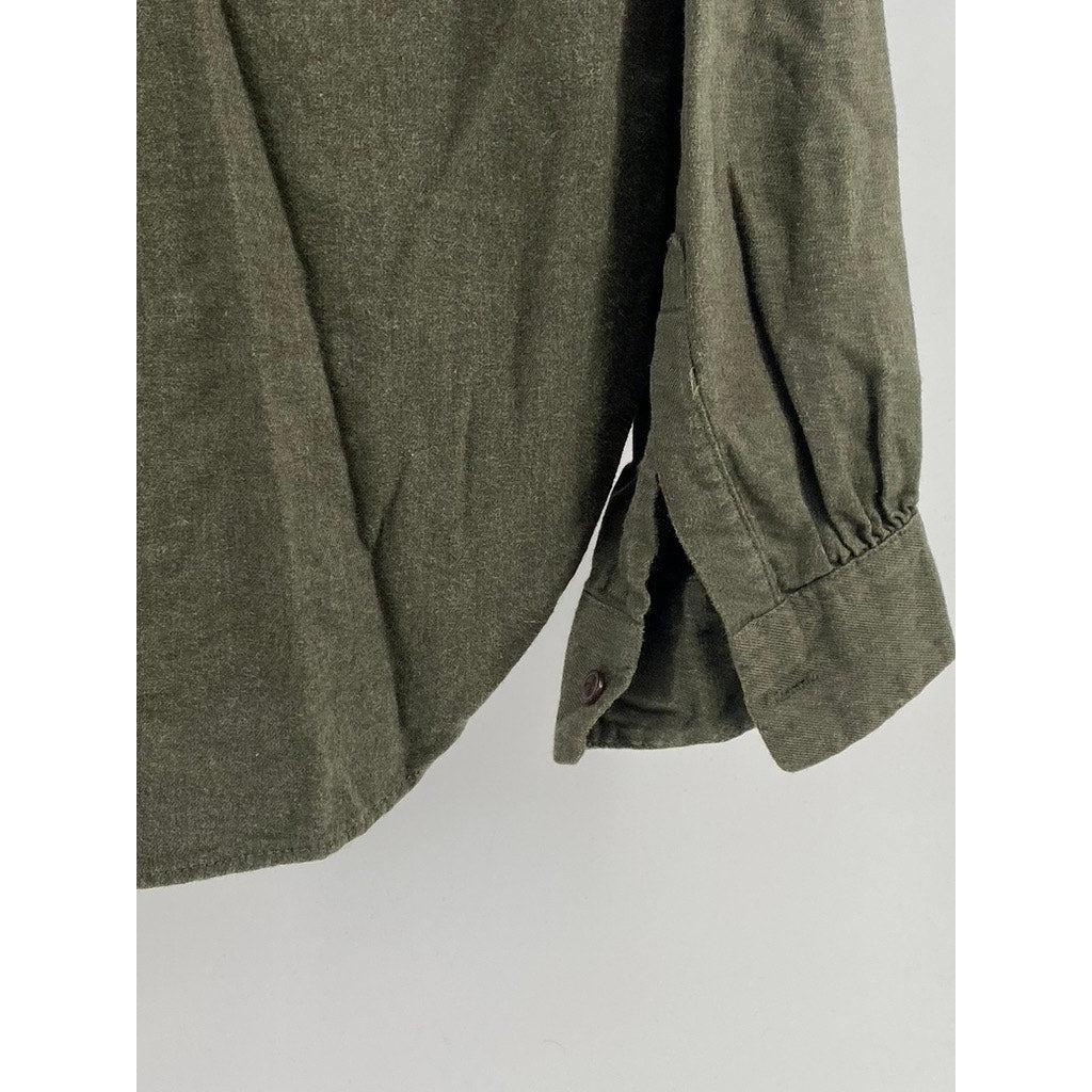 UNIQLO Women's Olive Green Soft Brushed Button-Up Long Sleeve Top SZ XS