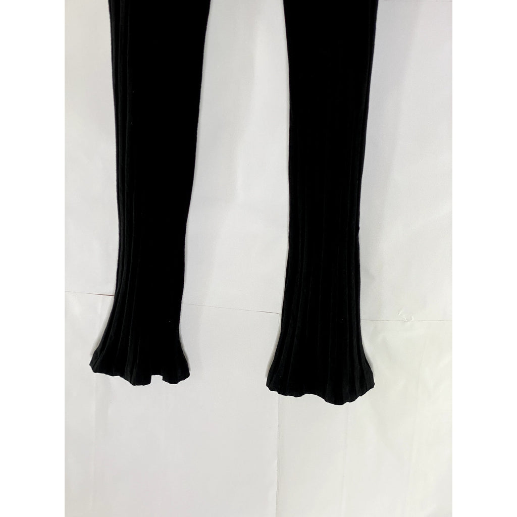 UNBRANDED Women's Black Ribbed Stretch Flare Pull-On Pant SZ S